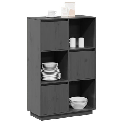 Highboard Grau 74x35x117 cm Massivholz Kiefer