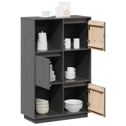 Highboard Grau 74x35x117 cm Massivholz Kiefer