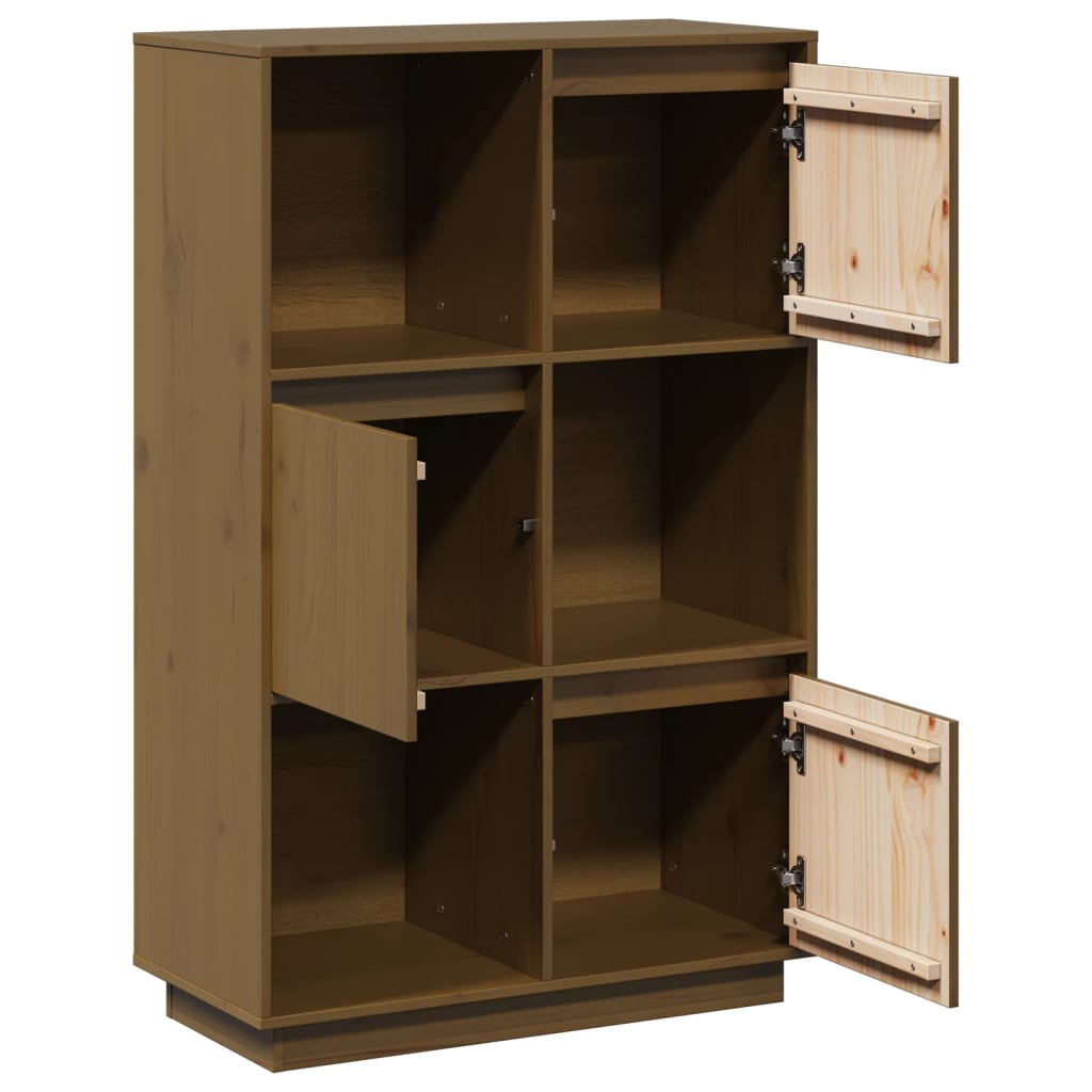 Highboard Honigbraun 74x35x117 cm Massivholz Kiefer