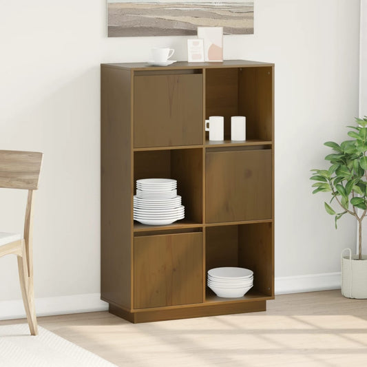 Highboard Honigbraun 74x35x117 cm Massivholz Kiefer