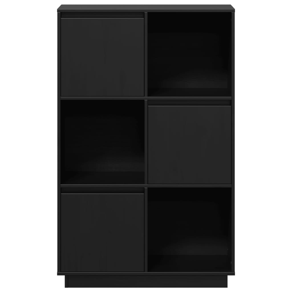 Highboard Schwarz 74x35x117 cm Massivholz Kiefer