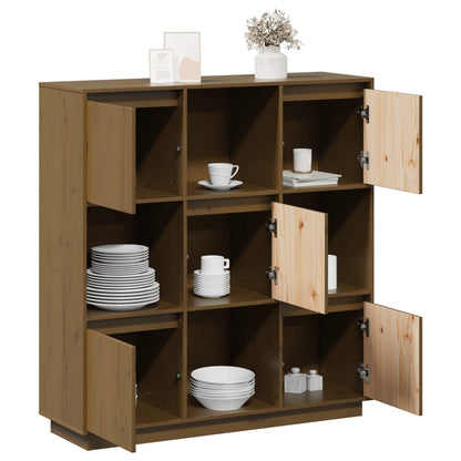 Highboard Honigbraun 110,5x35x117 cm Massivholz Kiefer
