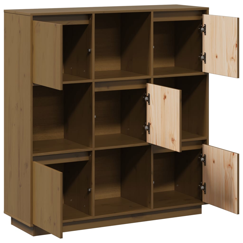 Highboard Honigbraun 110,5x35x117 cm Massivholz Kiefer