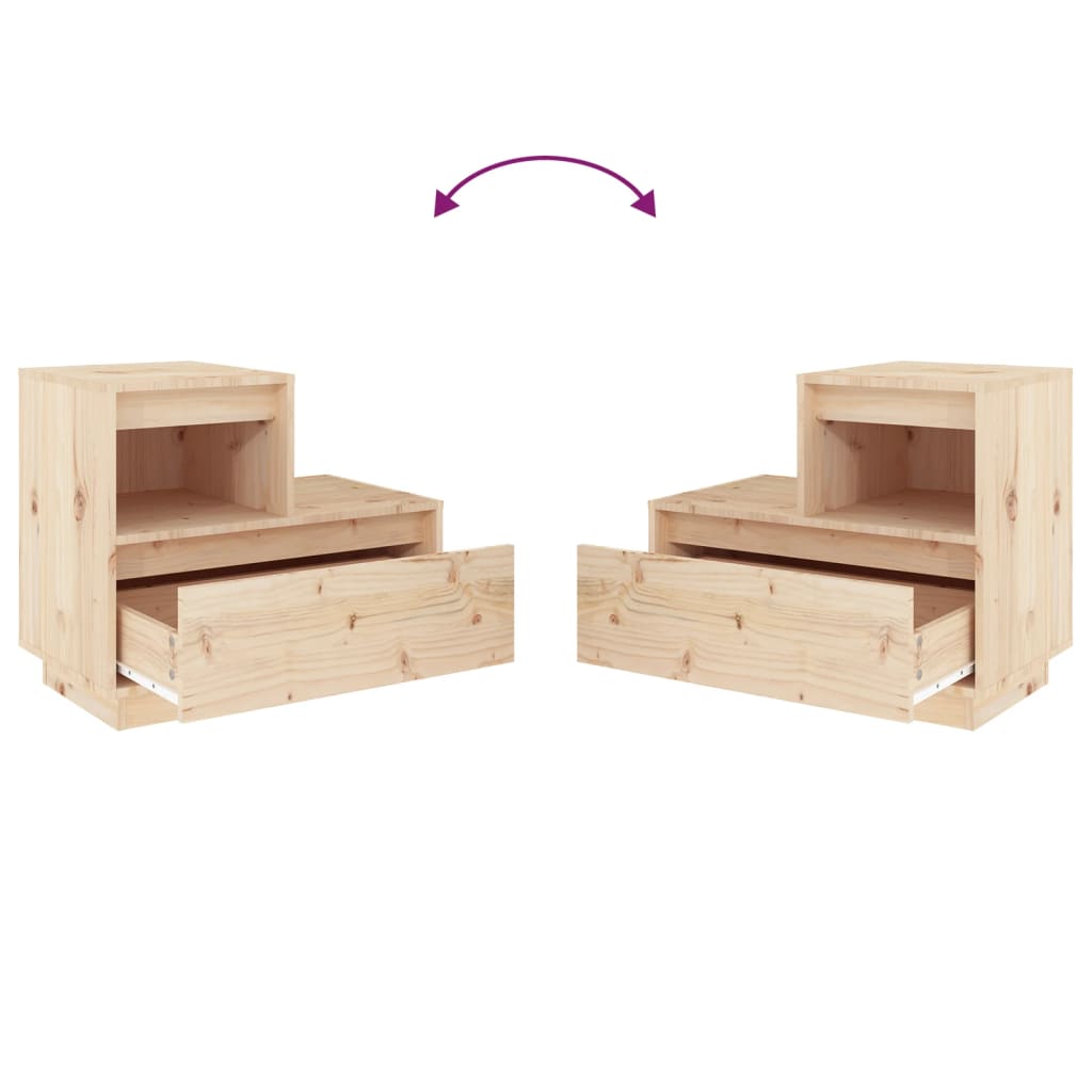 Nachttische 2 Stk. 60x34x51 cm Massivholz Kiefer