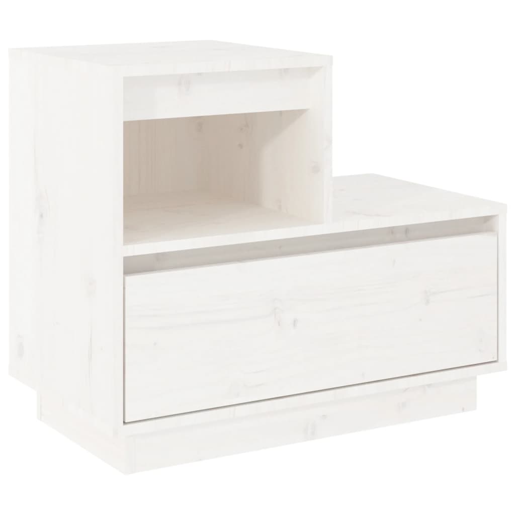 Sengeborde 2 stk Hvid 60x34x51 cm massiv fyrretræ