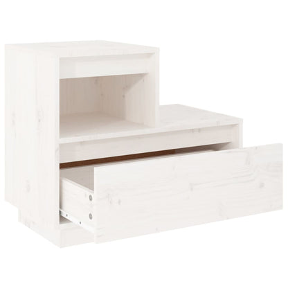 Sengeborde 2 stk Hvid 60x34x51 cm massiv fyrretræ