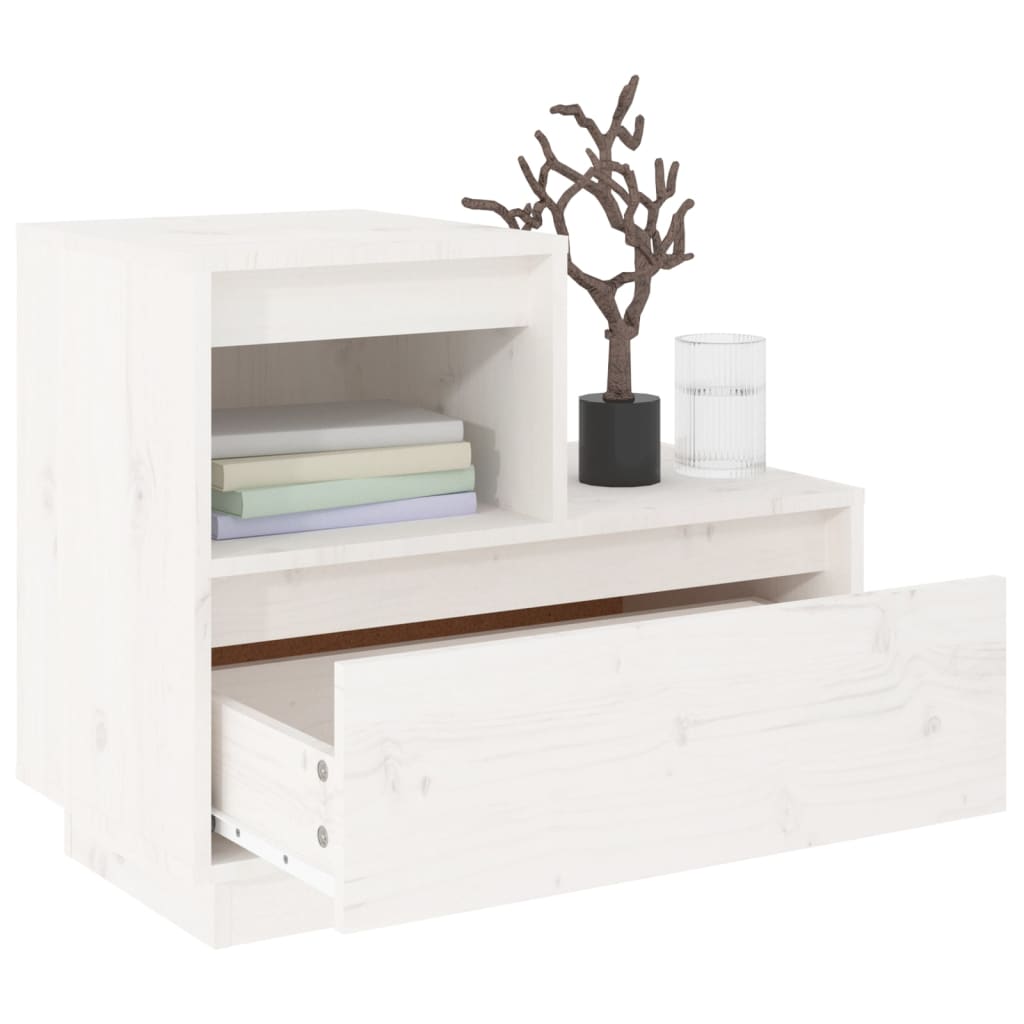 Sengeborde 2 stk Hvid 60x34x51 cm massiv fyrretræ