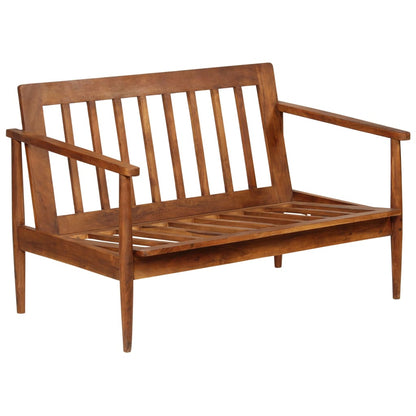 3-tlg. Sofagarnitur Echtleder mit Massivholz Akazie Braun