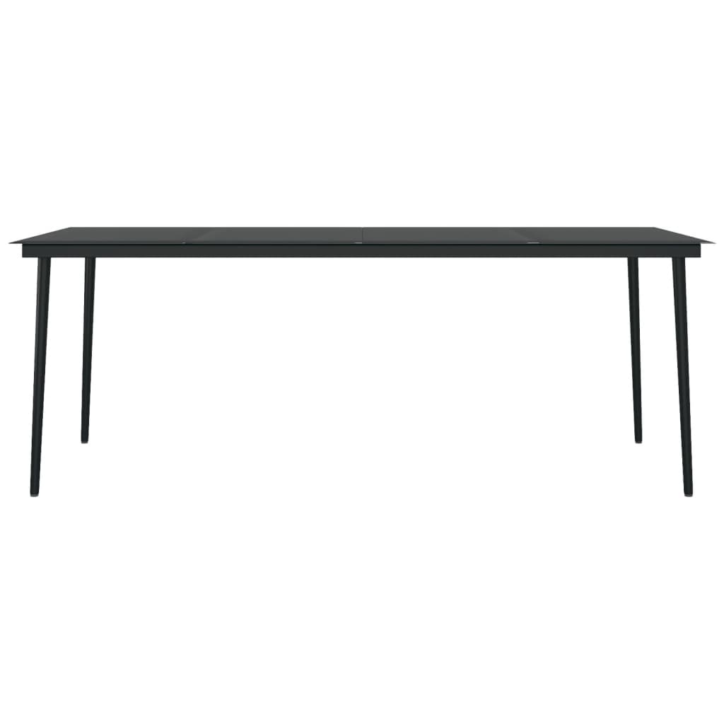 Garten-Esstisch Schwarz 200x100x74 cm Stahl und Glas