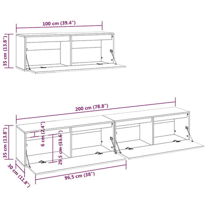 3-teiliges TV-Schrank-Set Weißes Massivholz Kiefer