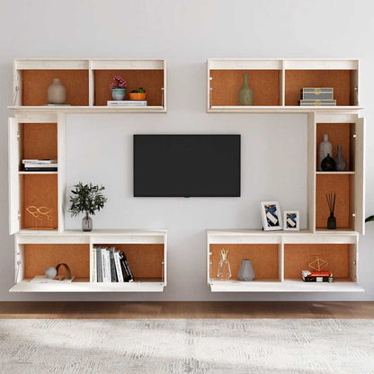 TV-Schränke 6 Stk. Weiß Massivholz Kiefer