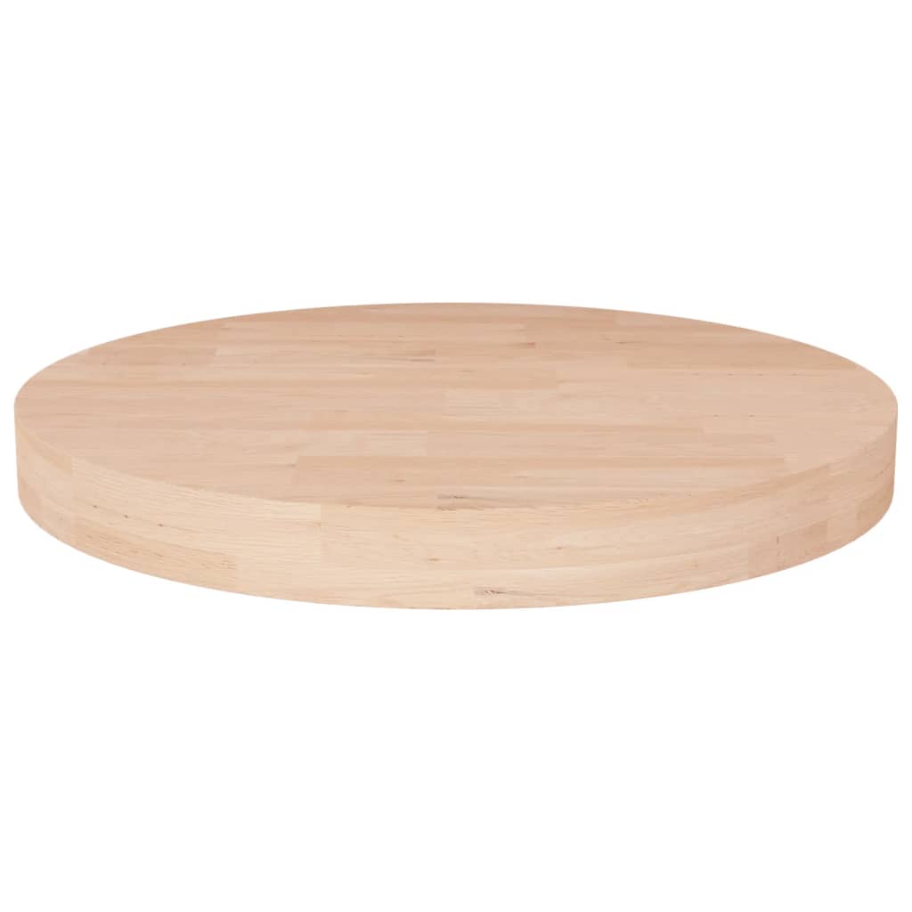 Runde Tischplatte Ø40x4 cm Unbehandeltes Massivholz Eiche