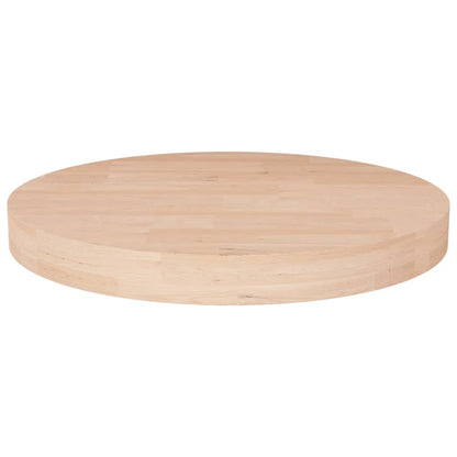 Runde Tischplatte Ø40x4 cm Unbehandeltes Massivholz Eiche