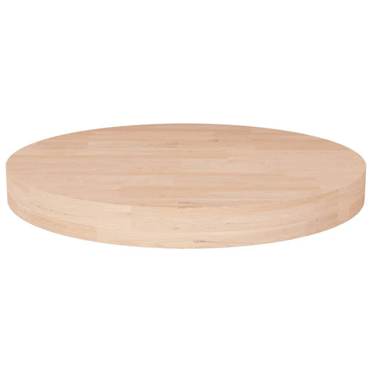 Runde Tischplatte Ø40x4 cm Unbehandeltes Massivholz Eiche
