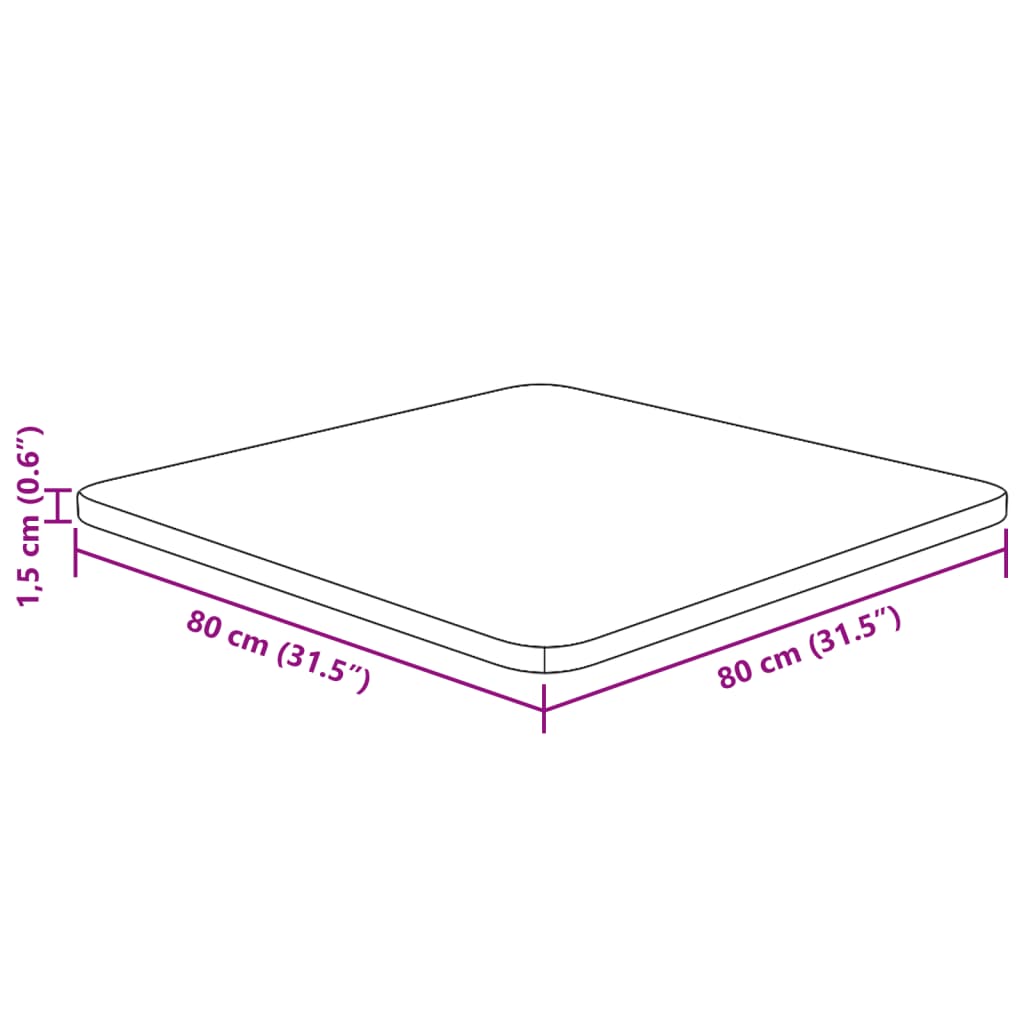 Tischplatte Quadratisch Hellbraun 80x80x1,5cm Behandelte Eiche