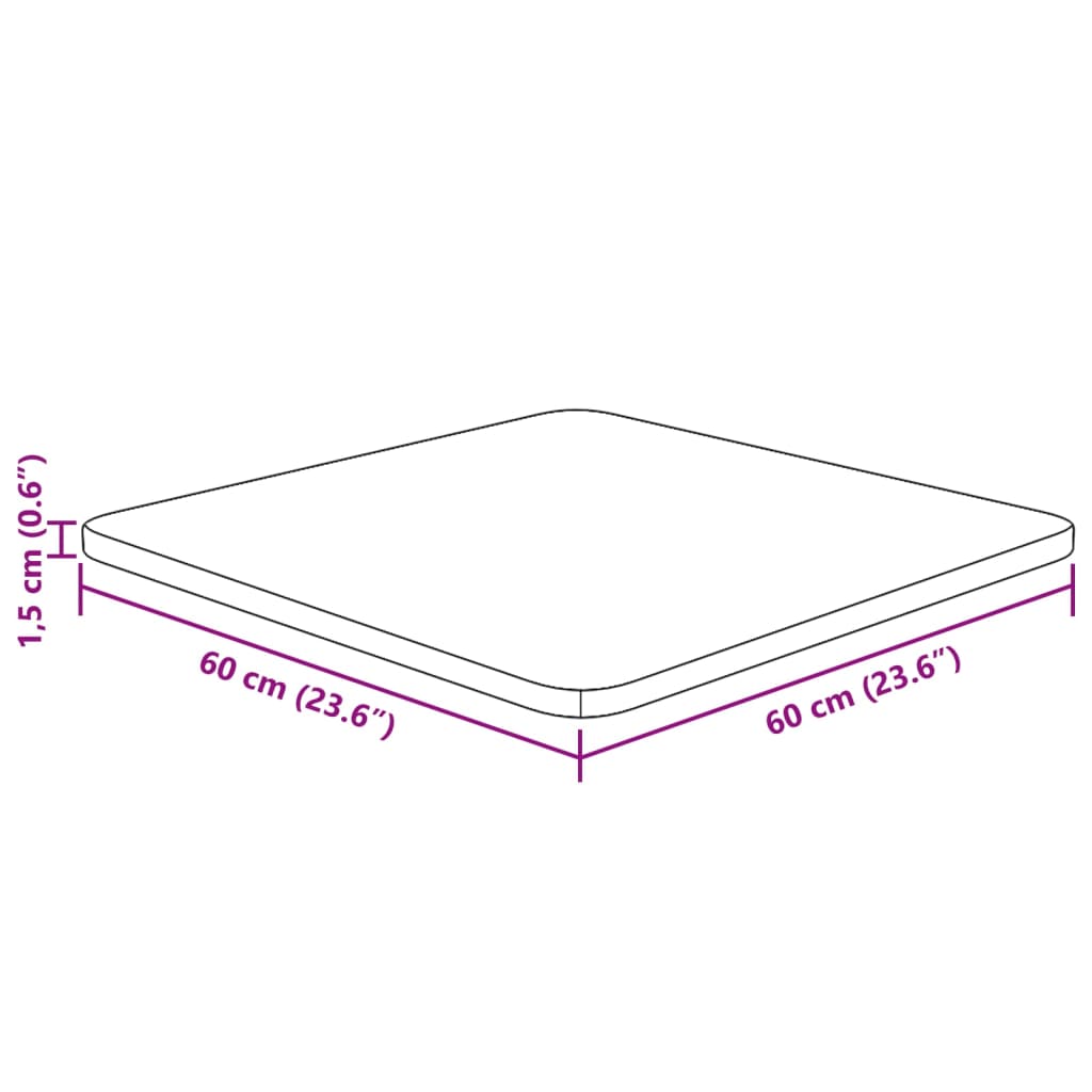 Tischplatte Quadratisch Dunkelbraun 60x60x1,5cm Eiche Behandelt