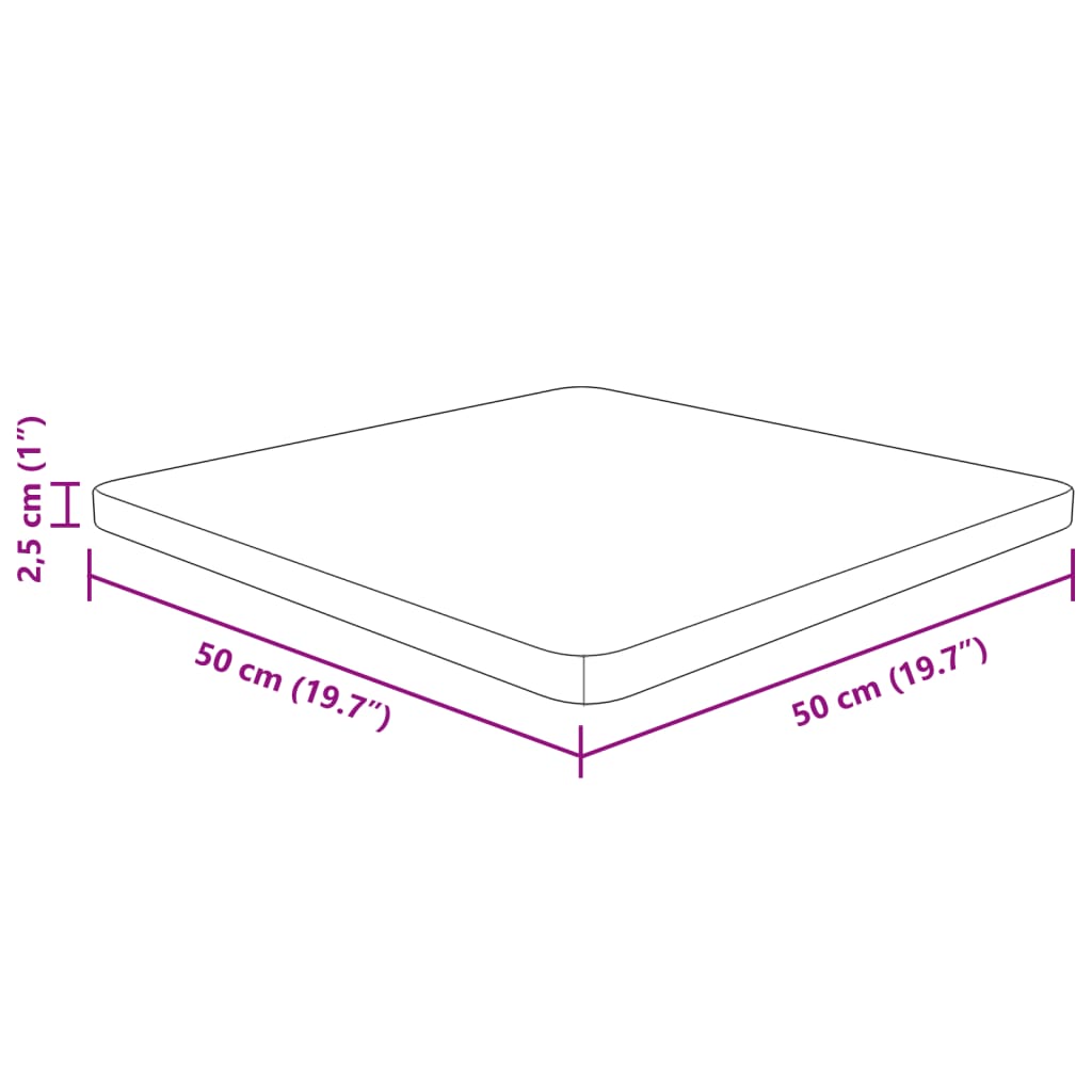 Tischplatte Quadratisch Dunkelbraun 50x50x2,5cm Eiche Behandelt