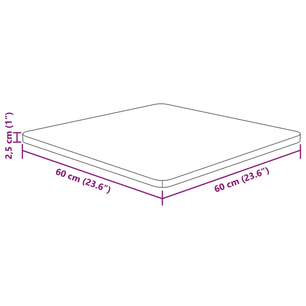 Tischplatte Quadratisch Dunkelbraun 60x60x2,5cm Eiche Behandelt