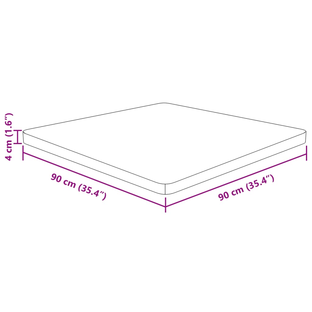 Tischplatte Quadratisch Hellbraun 90x90x4cm Behandelte Eiche