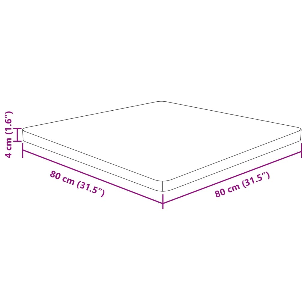 Tischplatte Quadratisch Dunkelbraun 80x80x4cm Behandelte Eiche