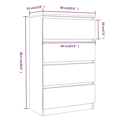 Skænk Brun Eg Look 60x35x98,5 cm Træmateriale