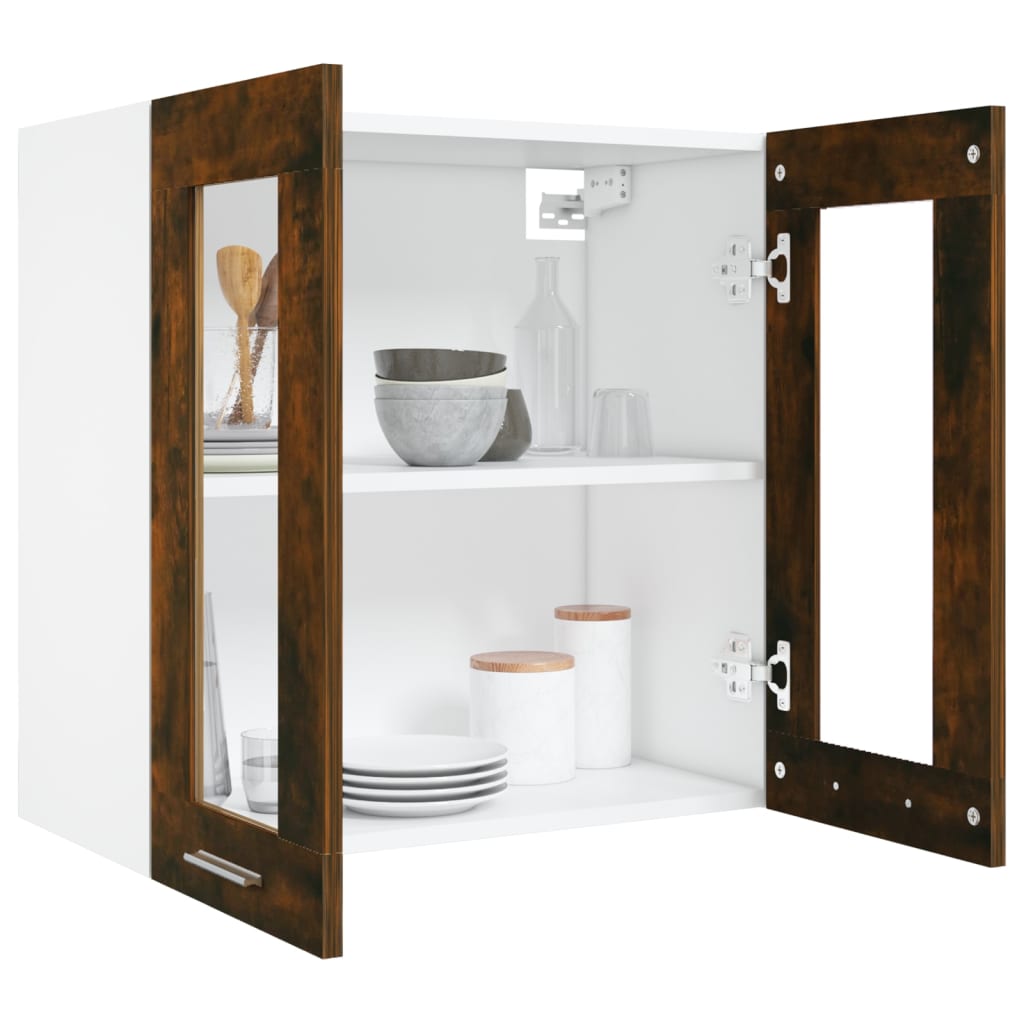 Hängeschrank Lyon Glas Räuchereiche 60x31x60 cm Holzwerkstoff