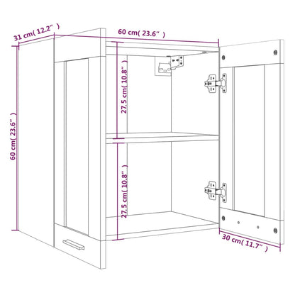 Hängeschrank Lyon Glas Räuchereiche 60x31x60 cm Holzwerkstoff