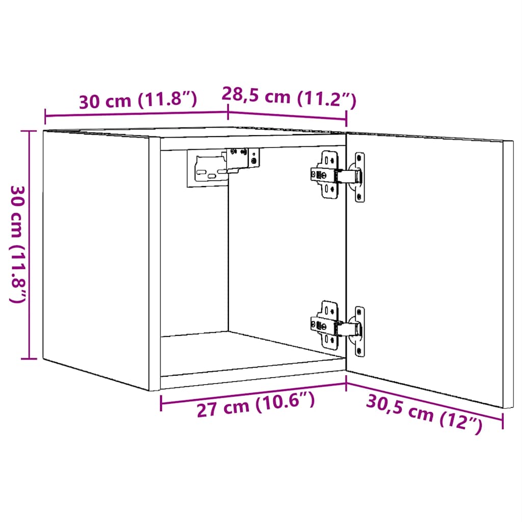TV-Wandschränke 4 Stk. Grau Sonoma 30,5x30x30 cm