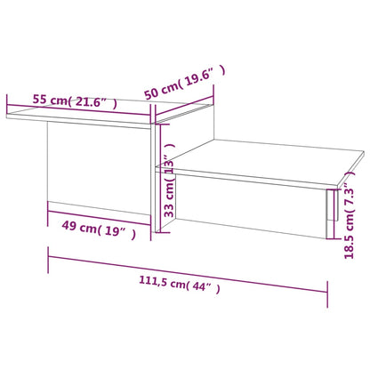 Couchtisch Grau Sonoma 111,5x50x33 cm Holzwerkstoff