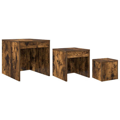 Satztische 3 Stk. Räuchereiche Holzwerkstoff