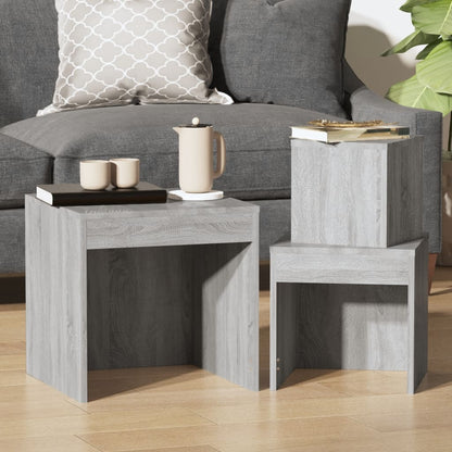 Satztische 3 Stk. Grau Sonoma Holzwerkstoff