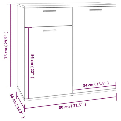 Sideboard Braun Eichen-Optik 80x36x75 cm Holzwerkstoff