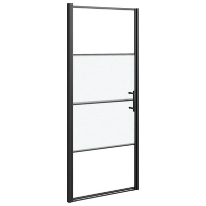 Duschtür 91x195 cm Halbmatt Hartglas Schwarz