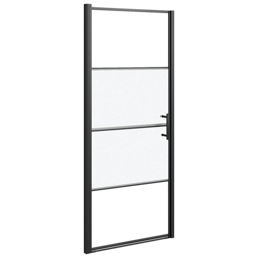 Duschtür 91x195 cm Halbmatt Hartglas Schwarz