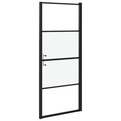 Duschtür 91x195 cm Halbmatt Hartglas Schwarz