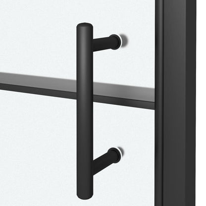 Duschtür 91x195 cm Halbmatt Hartglas Schwarz