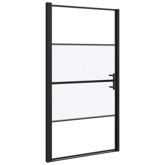 Duschtür 100x178 cm Halbmatt Hartglas Schwarz