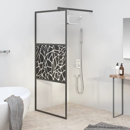 Duschwand für Walk-In Dusche 80x195 cm ESG Steindesign Schwarz