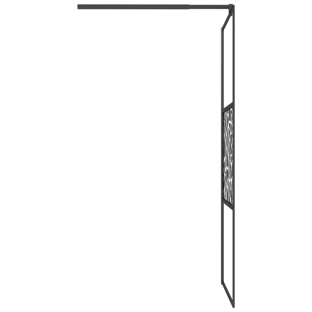 Duschwand für Walk-In Dusche 90x195 cm ESG Steindesign Schwarz