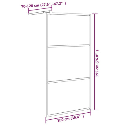 Duschwand für Walk-In Dusche 100x195 cm Dunkel ESG Glas Schwarz