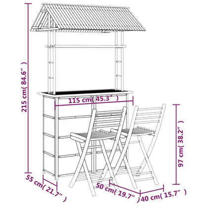 3-tlg. Bar-Set Bambus