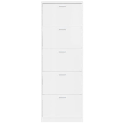 Schuhschrank Hochglanz-Weiß 59x17x169 cm Holzwerkstoff