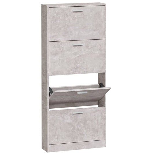 Schuhschrank Betongrau 59x17x150 cm Holzwerkstoff
