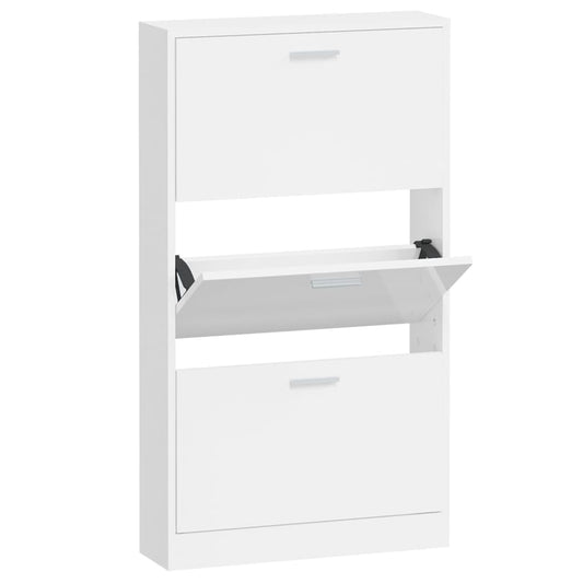 Schuhschrank Hochglanz-Weiß 59x17x108 cm Holzwerkstoff