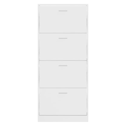 Schuhschrank Hochglanz-Weiß 63x24x147 cm Holzwerkstoff