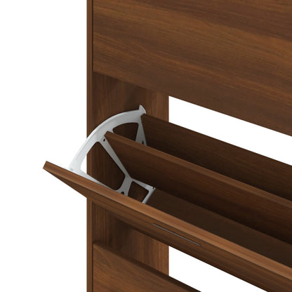 Schuhschrank Braun Eichen-Optik 63x24x147 cm Holzwerkstoff