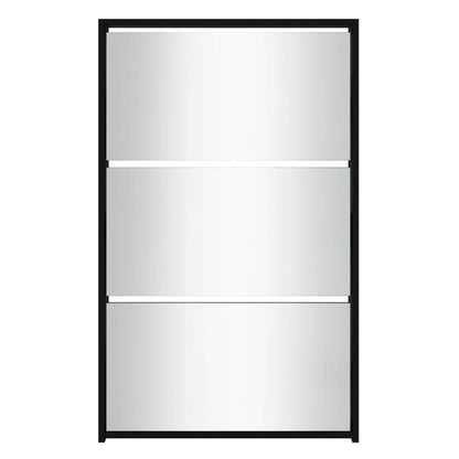 Schuhschrank mit Spiegel 3-lagig Schwarz 63x17x102,5 cm