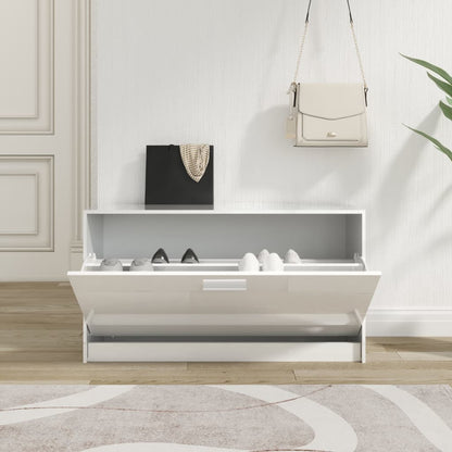 Schuhbank Hochglanz-Weiß 80 x 24 x 45 cm Holzwerkstoff