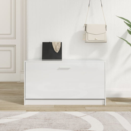 Schuhbank Hochglanz-Weiß 80 x 24 x 45 cm Holzwerkstoff
