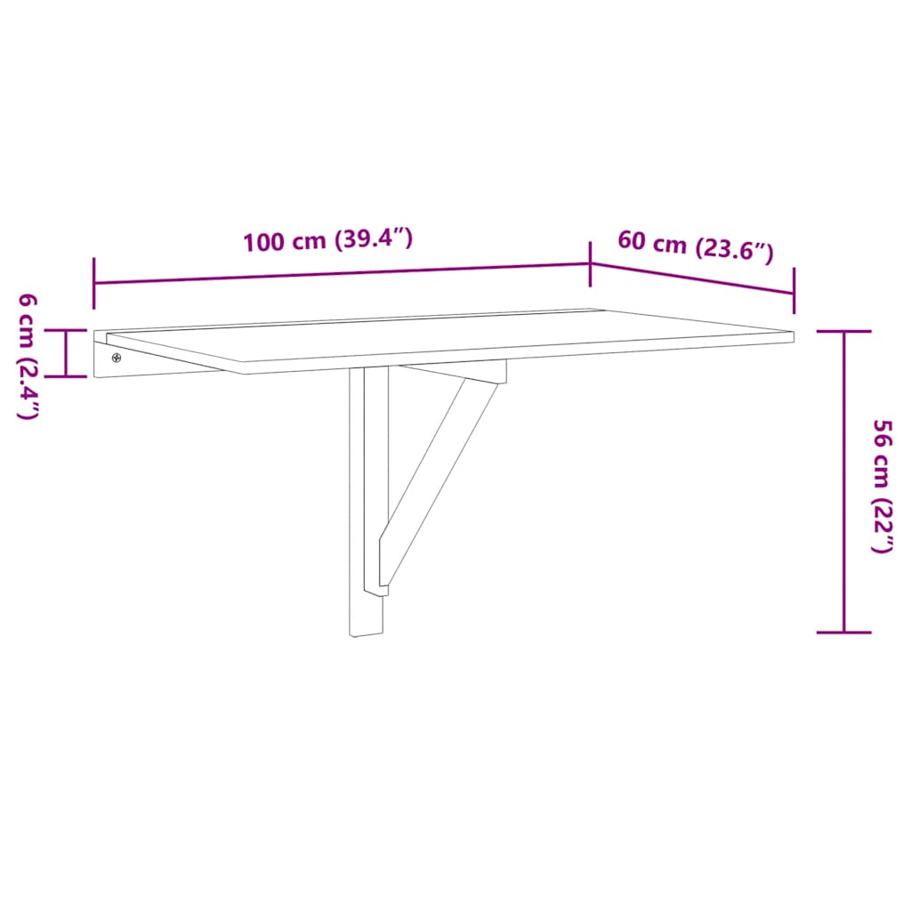 Wand-Klapptisch Räuchereiche 100x60x56 cm Holzwerkstoff